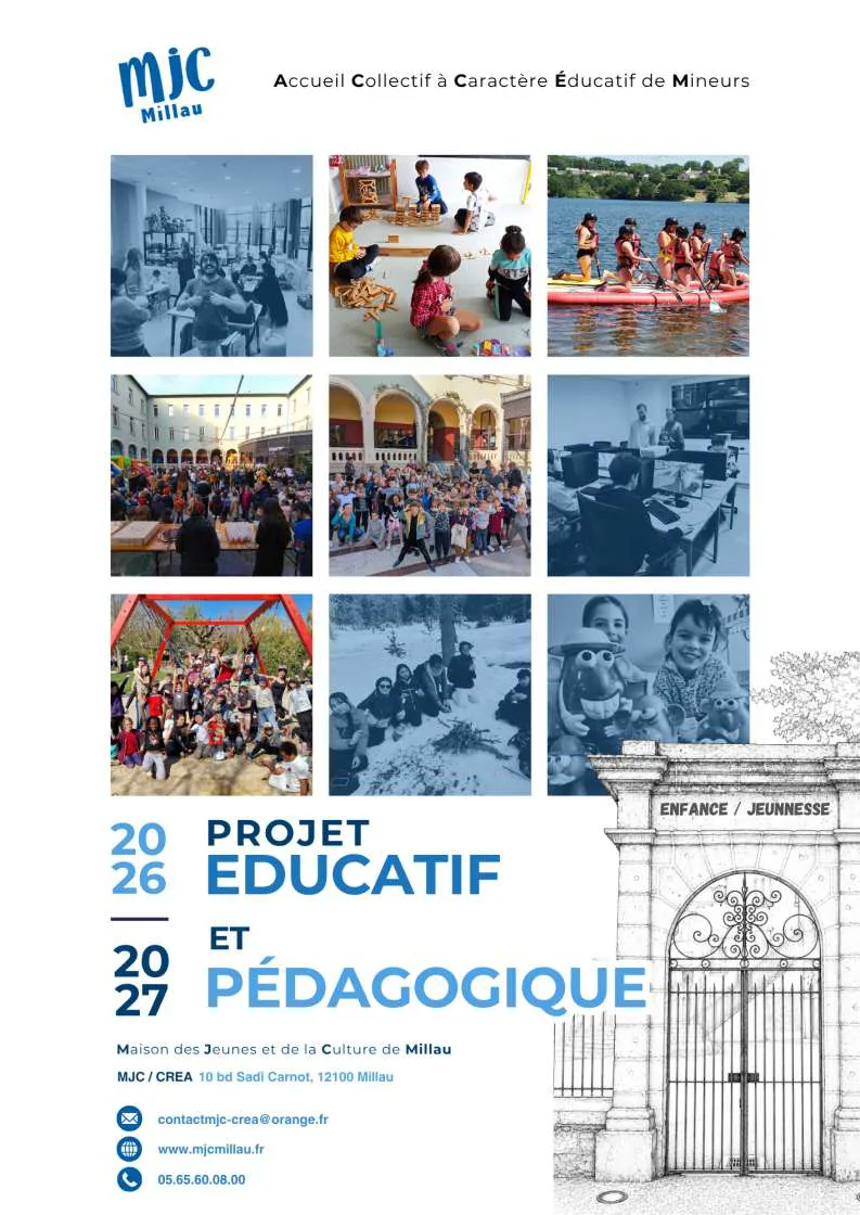 Couverture du projet éducatif et pédagogique 2026/2027 de la MJC de Millau